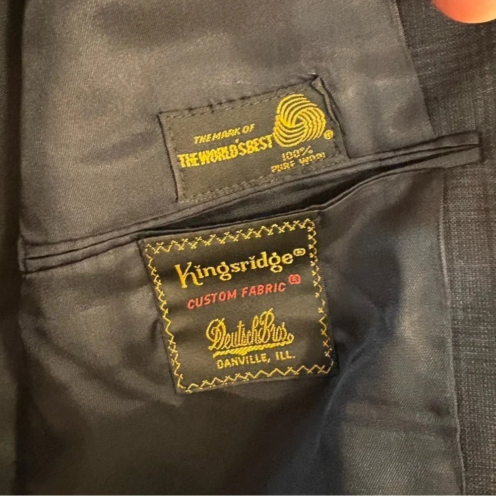 Vtg Kingsridge Mark Of The Best Wool Men’s 42 Blazer Navy Blue Window Pane Plaid